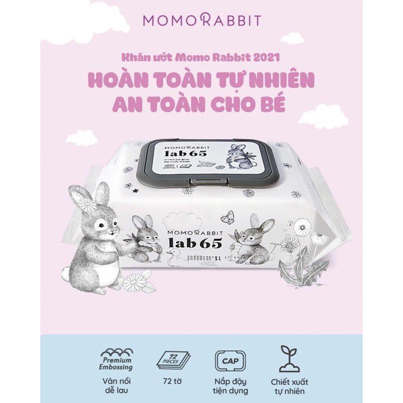 [HCM] Khăn ướt cao cấp MOMO RABIT Hàn Quốc 72 tờ