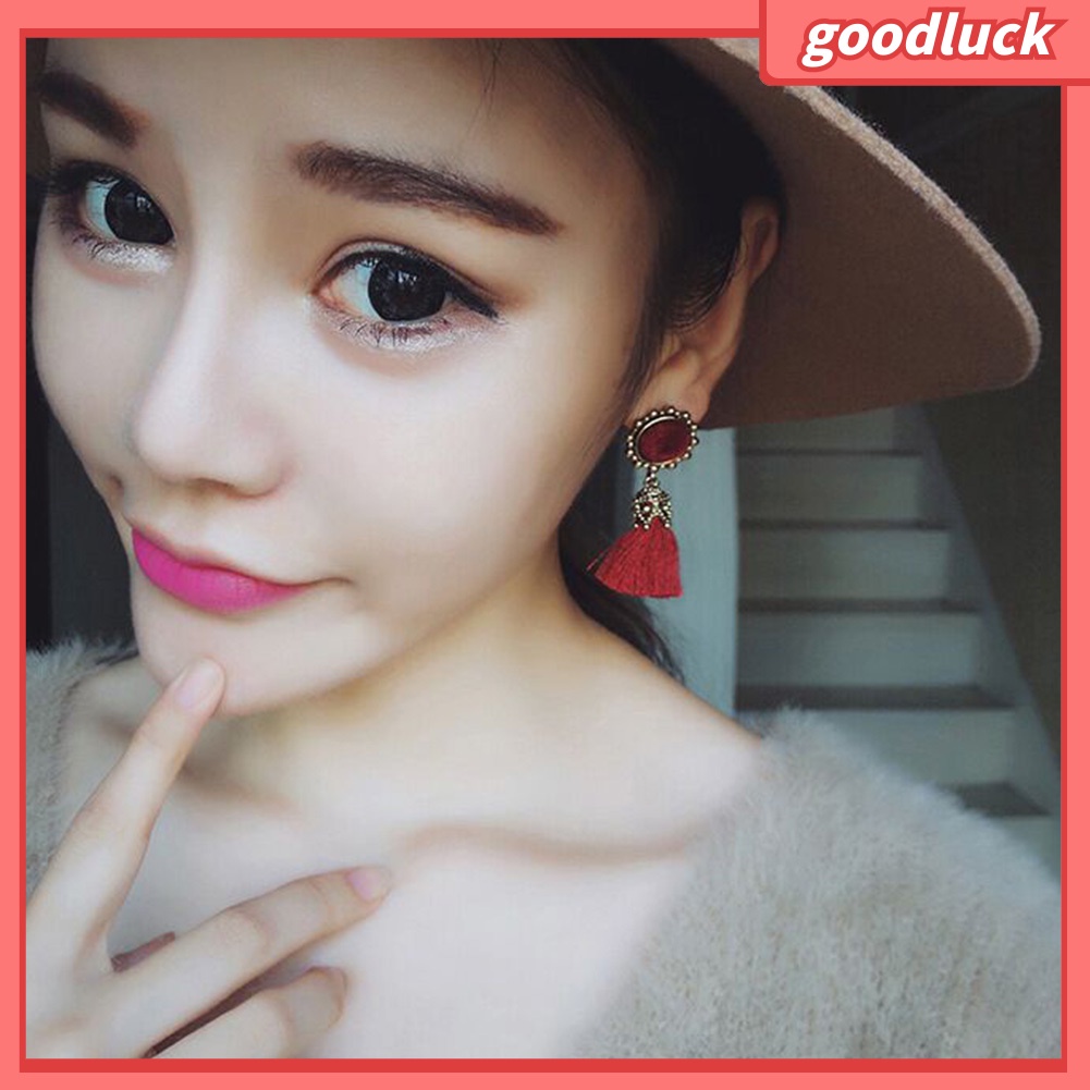 Đôi Bông Tai Dáng Dài Phối Tua Rua Thời Trang Cho Nữ