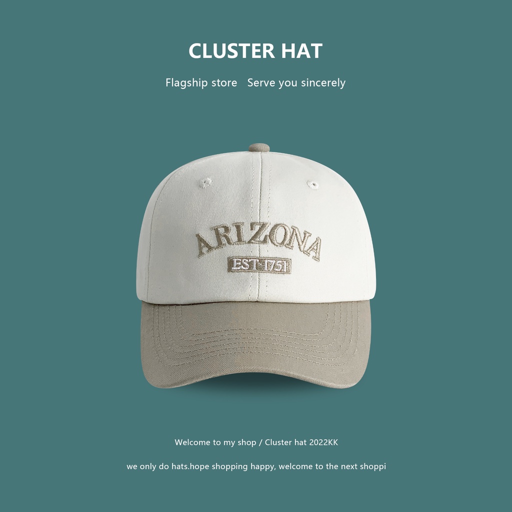 Nón Lưỡi Trai Mềm Thêu Chữ Màu Sắc Tương Phản Phong Cách Retro Hàn Quốc