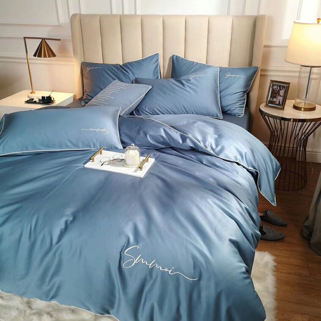 Bộ chăn ga gối lụa Cotton Tencel 40S  VIE Home cao cấp nhập khẩu mềm mát thấm hút tốt, bảo vệ an toàn cho da nhạy cảm