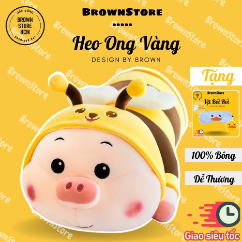 Gấu bông heo ong vàng nằm size bự dễ thương nhồi bông cao cấp ZinZon