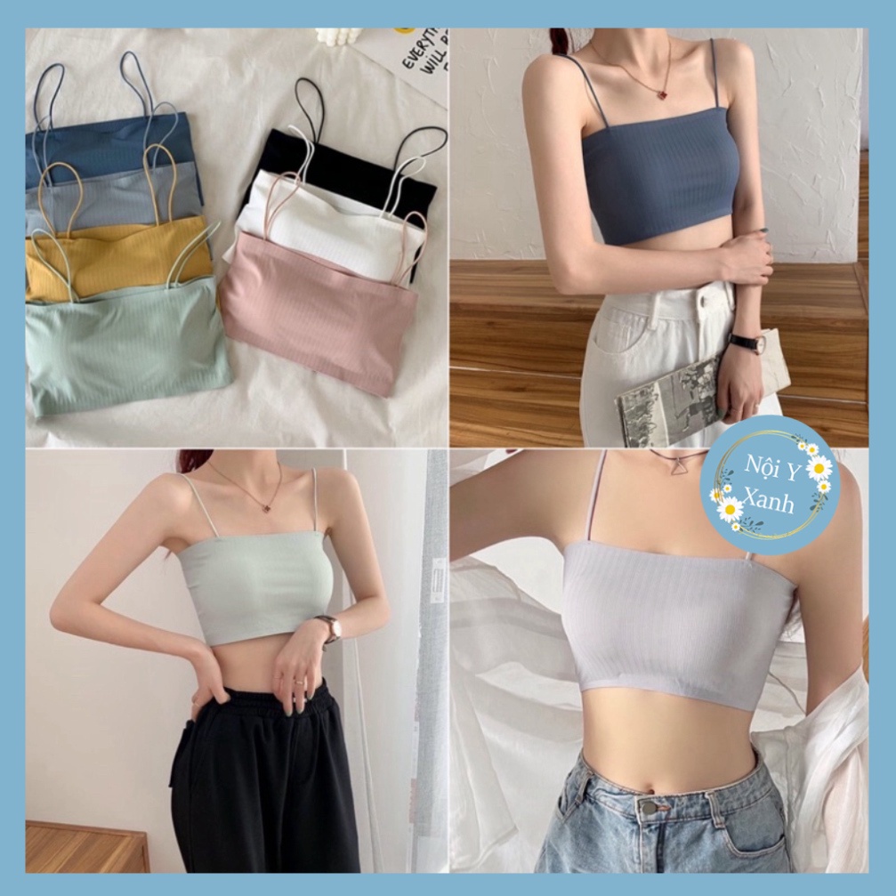 Áo Bra Nữ 2 Dây Mảnh Có Đệm Ngực Trend Mới 709 Nội Y Xanh chất thoáng mát cao cấp