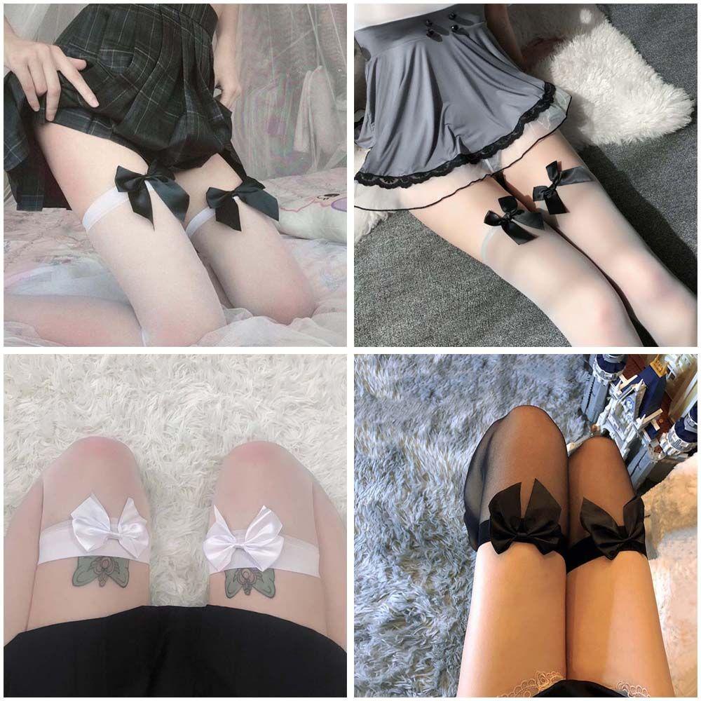 ME Tất Lưới Dài Đính Nơ Phong Cách Lolita