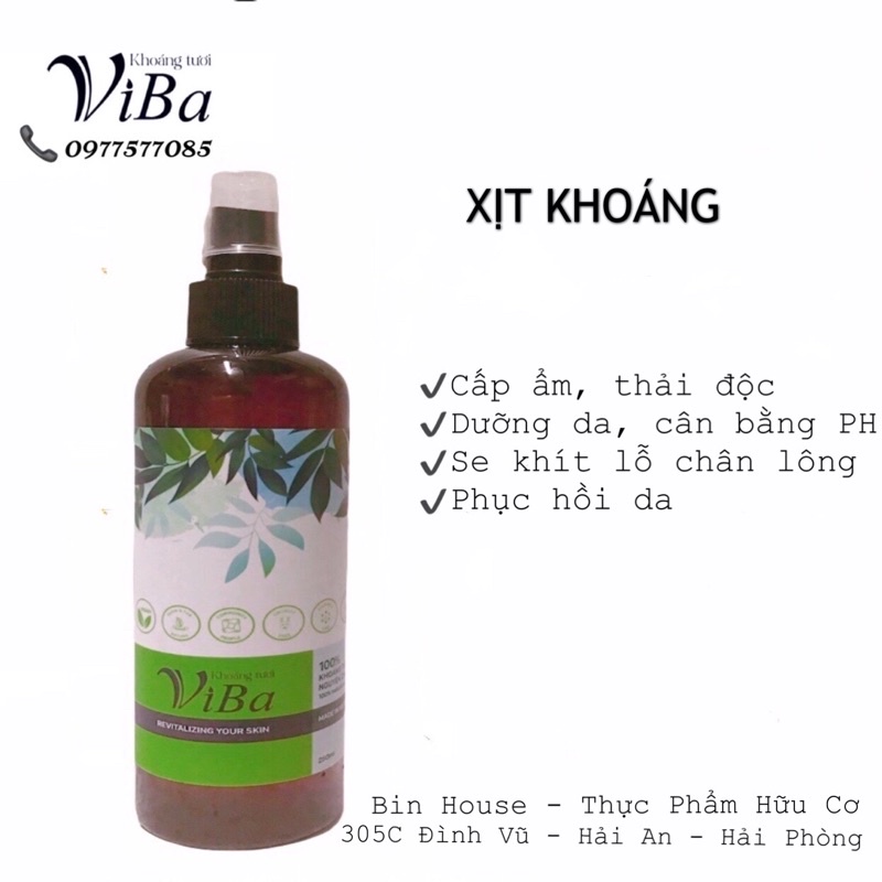 [VIBA] Xịt khoáng tươi nguyên chất 100ml Khoáng Tươi ViBa dưỡng ẩm, bù khoáng, khóa lớp trang điểm, kiềm dầu