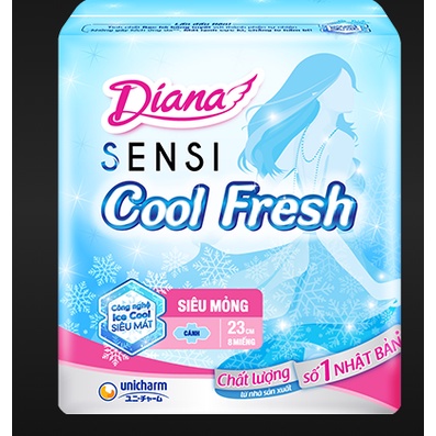 Combo 6 gói băng vệ sinh Diana sensi Cool fresh có cánh