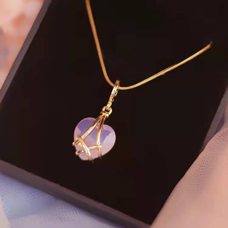 Vòng cổ Mạ Vàng 18K Mặt Hình Trái Tim Đính Đá Zircon Cho Nữ