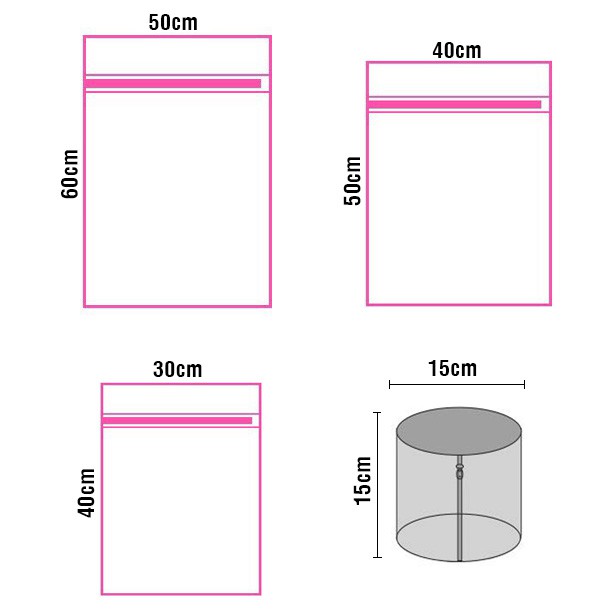 Túi giặt túi lưới giặt quần áo giặt đồ lót áo lót giày trong máy giặt nhiều cỡ to (50x60cm) dày dặn chắc chắn có khóa