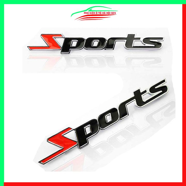 Logo chữ nổi SPORT màu đen hiệu ứng 3D dùng dán đuôi xe ô tô