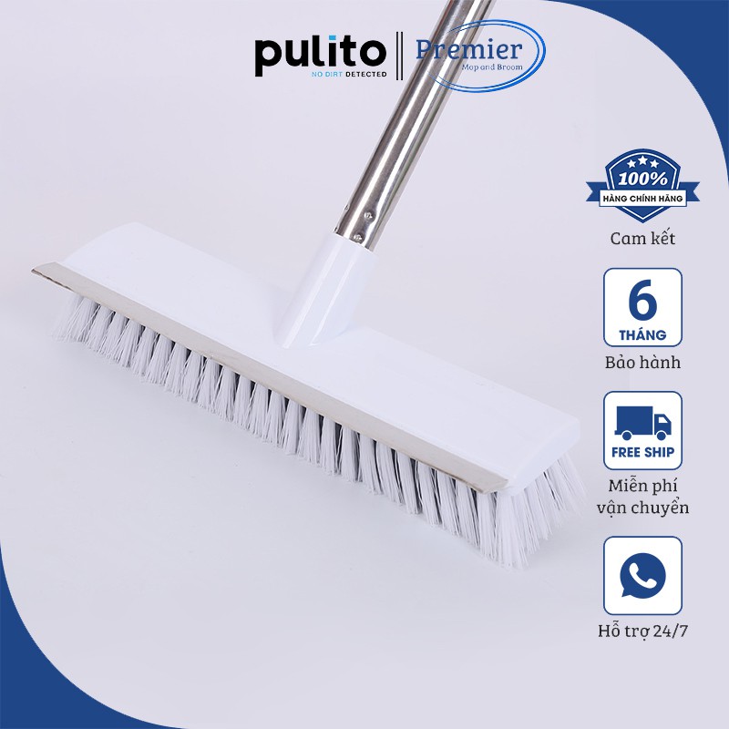 Combo cây lau nhà tự vắt thông minh Spin mop và cây chà sàn nhà tắm cán dài Pulito tiện lợi vệ sinh