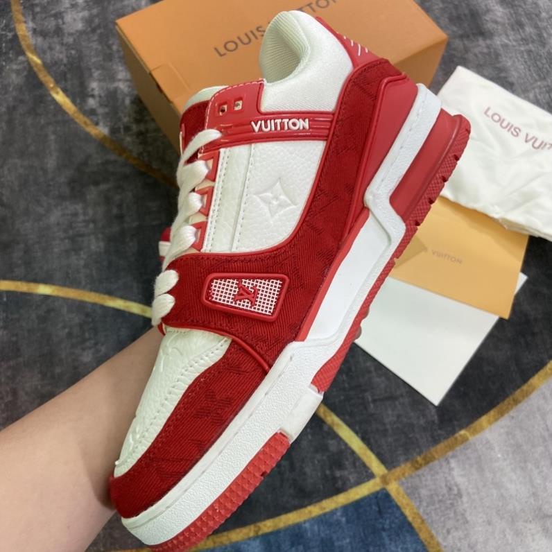 GIÀY LV RED WHITE LAI AU SC , giày lv đỏ trắng cao cấp độn đế nam nữ ảnh thật bongstore tự chụp