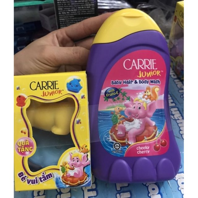 CARRIE JUNIOR - Tắm gội toàn thân cho bé trên 2 tuổi 280g mùi nho tặng kèm 2 thú tắm