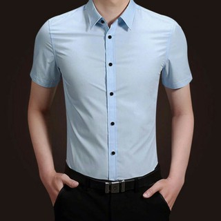 Áo sơ mi ngắn hàn quốc công sở nam đẹp Áo sơ mi nam Cộc Tay Xanh Nhạt LSM0031