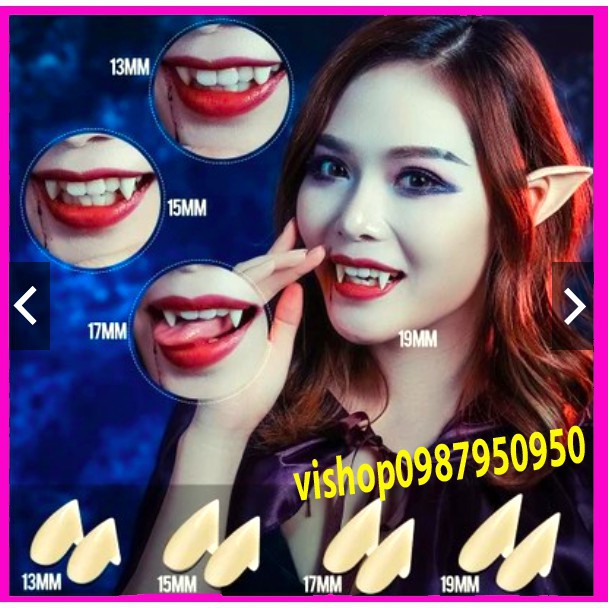 Răng khểnh răng nanh giả hoá trang cao cấp 11nn,13mm,15mm,17mm,19mm keo dán răng nanh răng khểnh giả