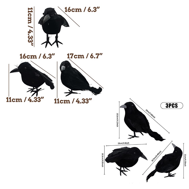 1/3/6pcs set Simulation Black Crow Animal Model Figure Halloween Hunting Decor Bird Party Decor gift