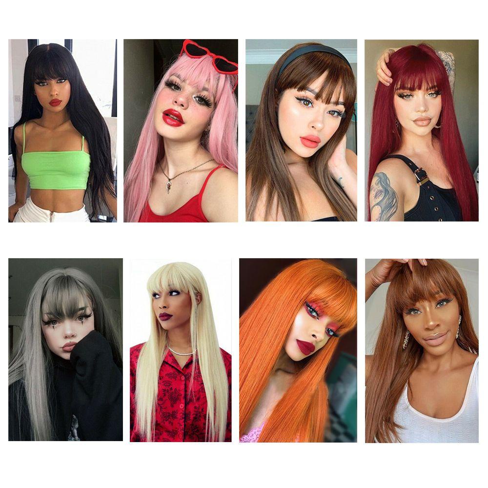 Tóc Giả Dài Thẳng Bằng Sợi Tổng Hợp Cách Nhiệt Nhiều Màu Thời Trang