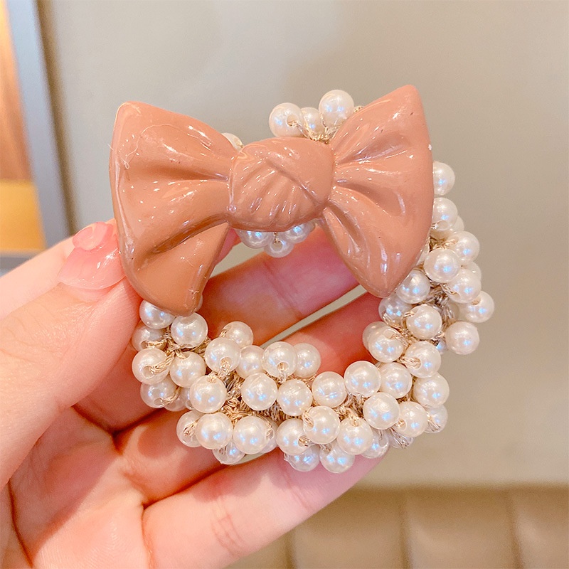 Dây Buộc Tóc Cà Phê Sữa Hoạt Hình Đính Ngọc Trai 2022