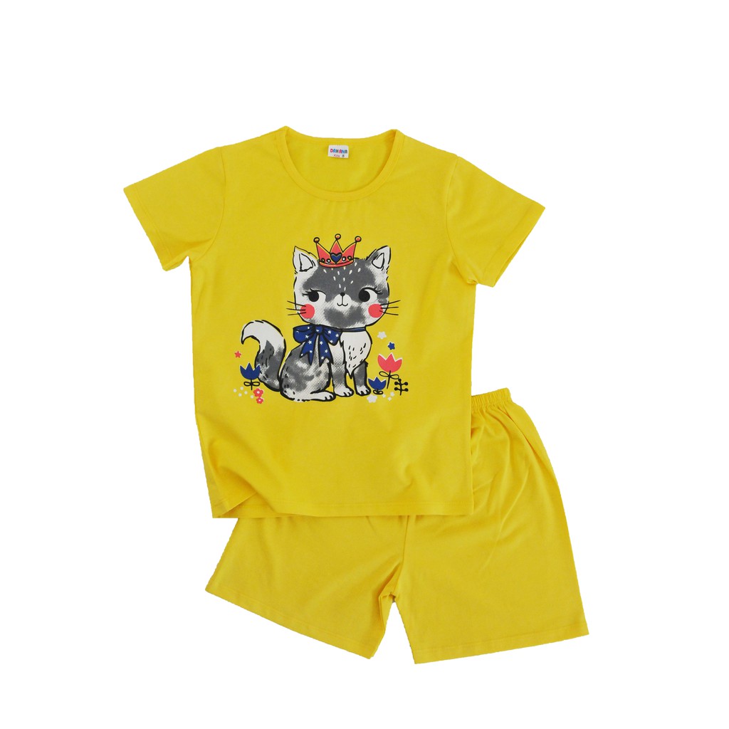 Bộ Quần Áo Bé Gái DAHANA Kids - Bộ Quần Áo Cotton Cộc Tay Cho Bé Gái 2-6 Tuổi Hình In Dễ Thương