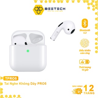 Tai nghe bluetooth pro5 tws 5.2 âm thanh nghe nhạc chất lượng cao - bảo hành 12 tháng