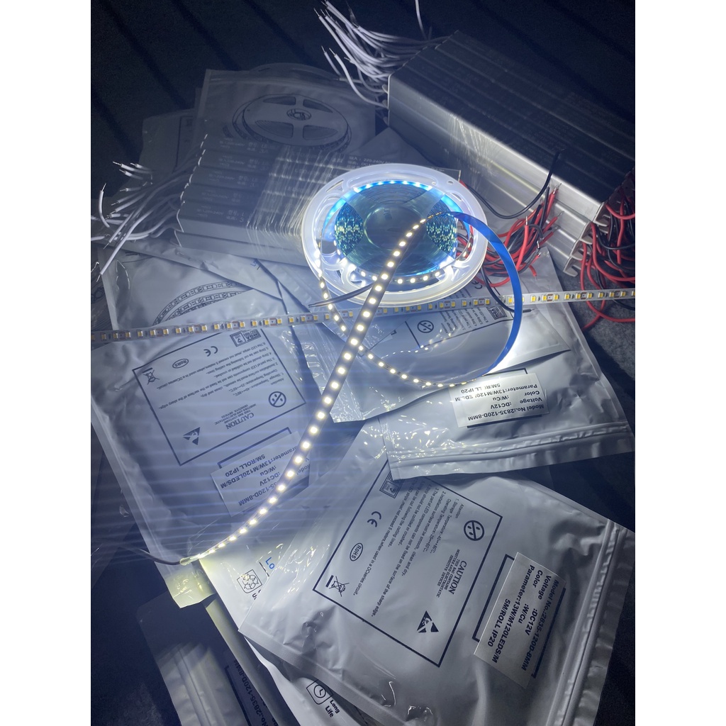 1 Cuộn led dây dán 2835 5m 12V 120 bóng có keo 2 mặt ánh sáng trắng, vàng ấm SL Home
