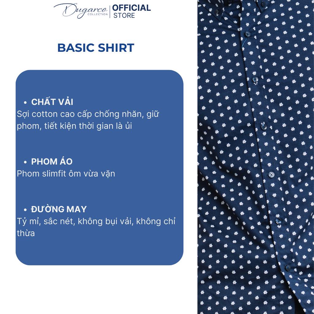 Áo sơ mi trơn DUGARCO trơn ngắn tay cotton công sở nam, vải cotton mềm mịn 202SMS21062