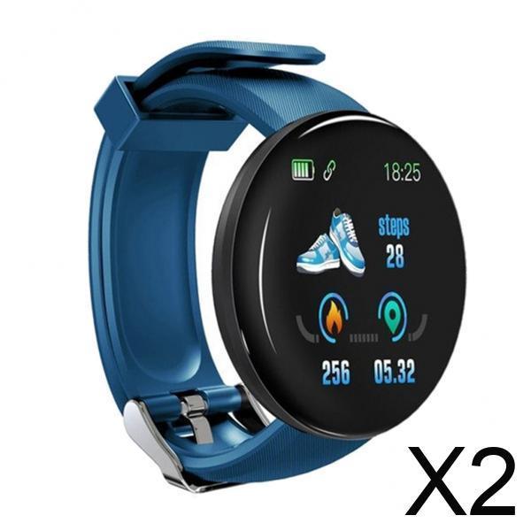 [Home Appliances]2xD18 Bluetooth Smart Watchband Fitness Sport Tracker Waterproof Unisex Blue