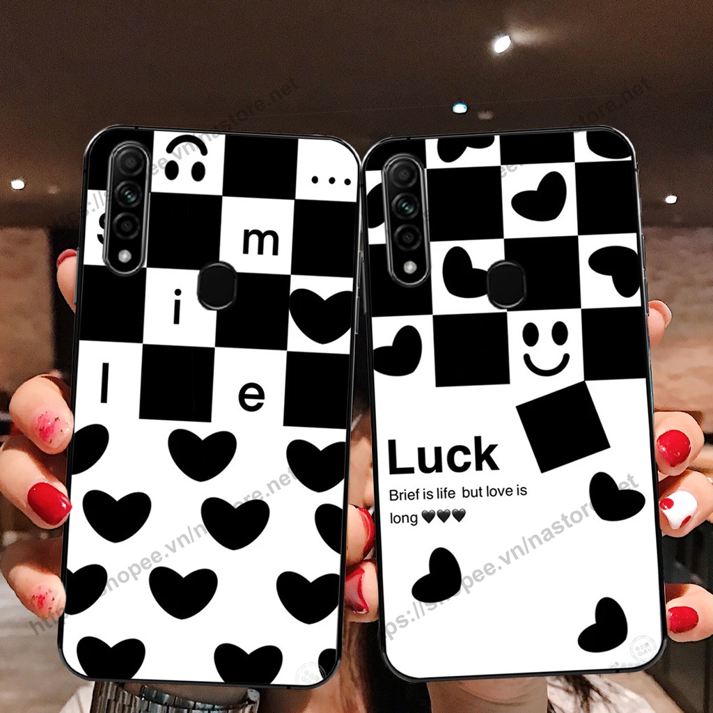 Ốp lưng Oppo A31 2020 / A8 trái tim họa tiết caro, mikey họa tiết beabrick kaws cute