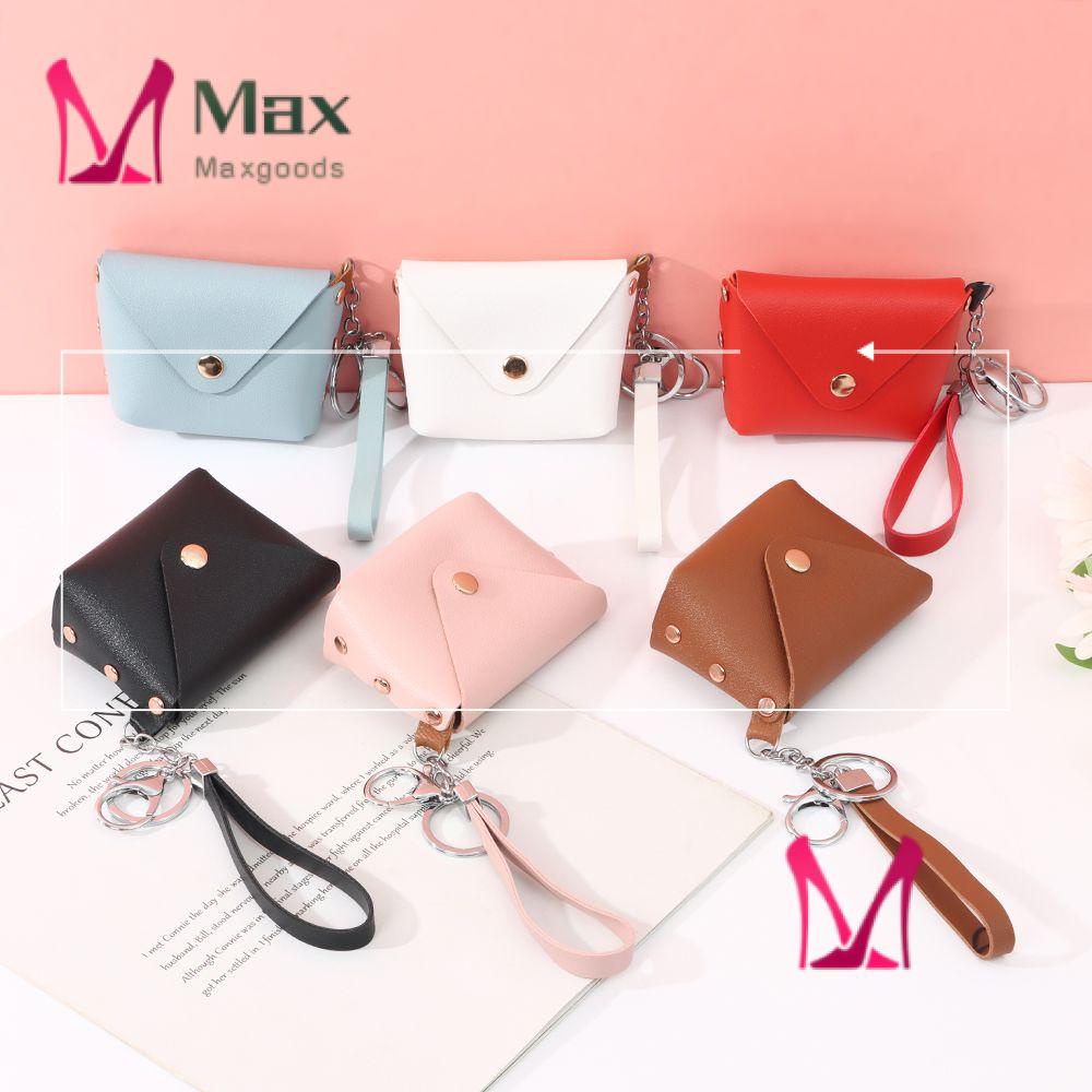 Ví da PU mini màu trơn có móc khóa đựng tiền xu/ chìa khóa tiện dụng cho nam và nữ