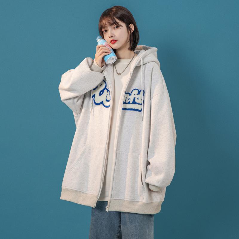 Khoác Nỉ Hoodie Chữ Xanh Nam Nữ Dáng Rộng Unisex mũ 2 Lớp Hàn Quốc Mũ Rộng Sweater