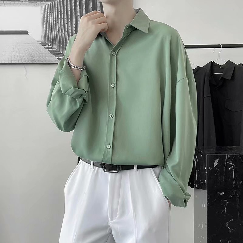 Áo Sơ Mi Tay Dài Màu Trơn Phong Cách Hàn Quốc Thời Trang Mùa Thu Cho Nam