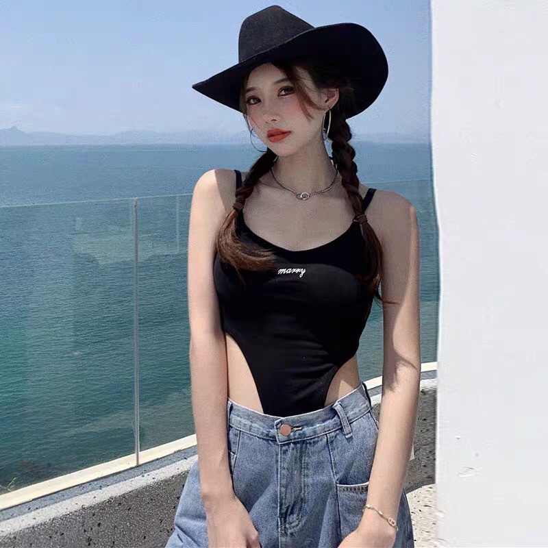 Áo bodysuit nữ hai dây hở lưng, áo liền thân ôm body tôn dáng - chất liệu mềm mại.