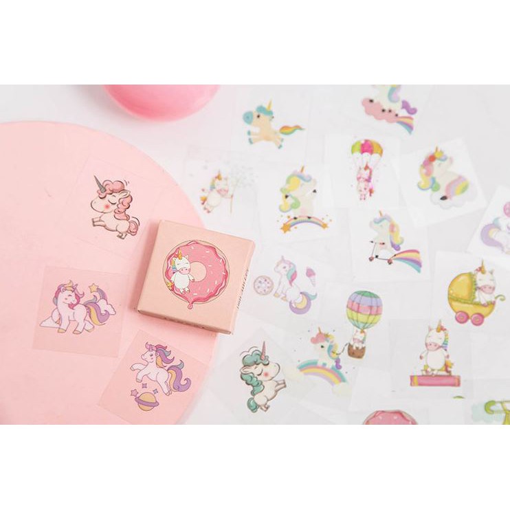 Bộ 45 Sticker Trong Suốt Mèo Xinh Và Ngựa Unicorn E76