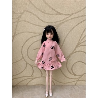 Váy đầm bèo hồng cho búp bê xinyi, barbie, blythe