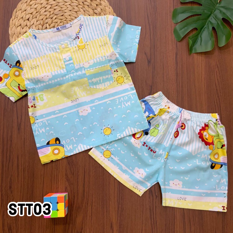 Bộ đồ tole lanh bé trai 1 đến 10 tuổi Bộ Pijama cho bé trai mặc nhà, đi học - STT