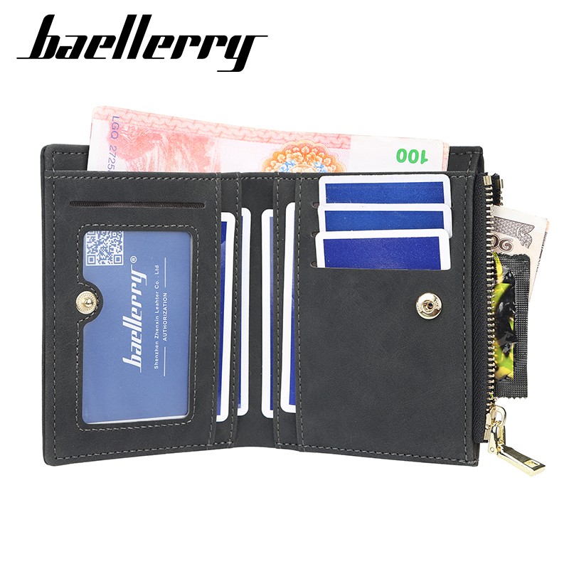 「COD」Baellerry Wallet Men's Short Korean Version Large Capacity Multi-card Zipper Coin Purse