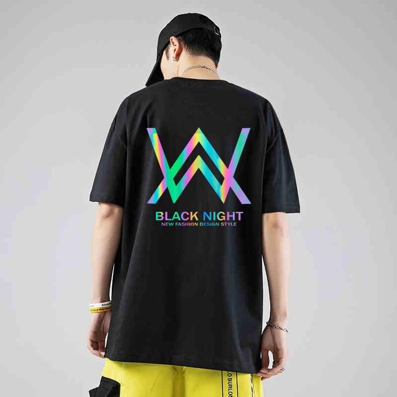 Áo Thun Phản Quang Black Night Unisex Form Rộng Nam Nữ phong cách Hàn Quốc Alan Walker