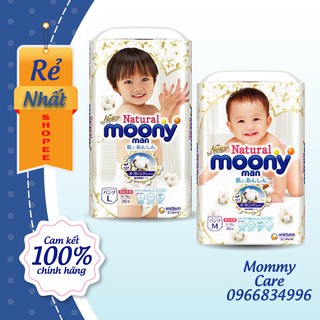 [Mẫu Mới] Tã bỉm MOONY NATURAL nội địa Nhật dán/quần NB63/S58/M46/L36
