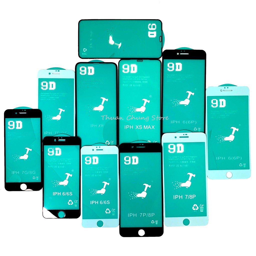 Miếng dán Kính cường lực 9D Dẻo XỊN full màn Iphone 6 6s 7 8 SE / PLUS / X XR XS / MAX / 11 12 13 / MINI / PRO / MAX +