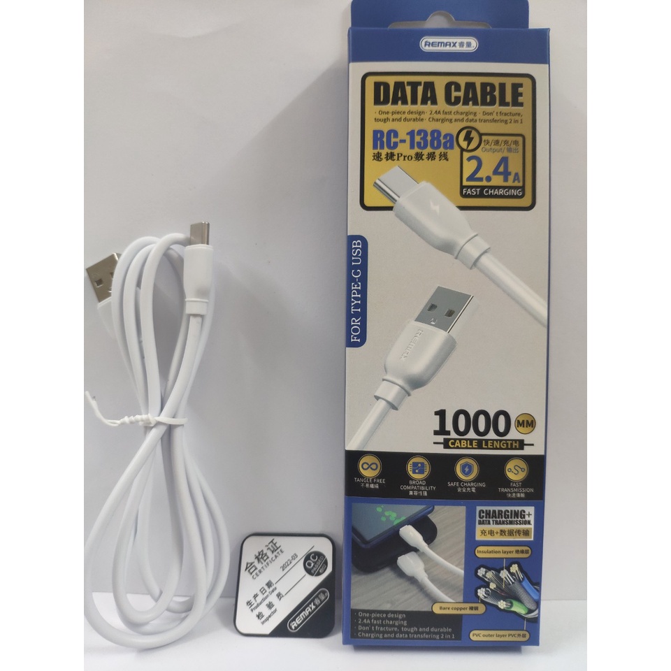 Aki shop Cáp Sạc Nhanh Iphone type C PD 20W USB-C Cáp Sạc Nhanh RC-138 REMAX chính hãng decor