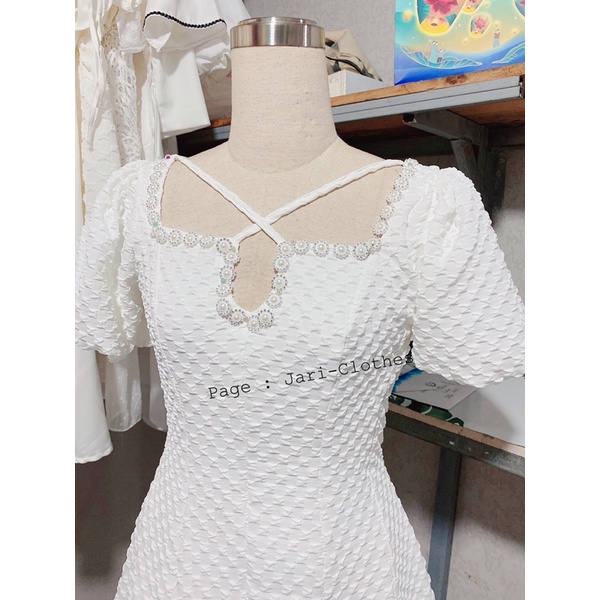 Đầm Tay Bồng Chéo Dây JARI-CLOTHES Ngắn Nhiều Màu Dễ Thương Dự Tiệc Đi Chơi