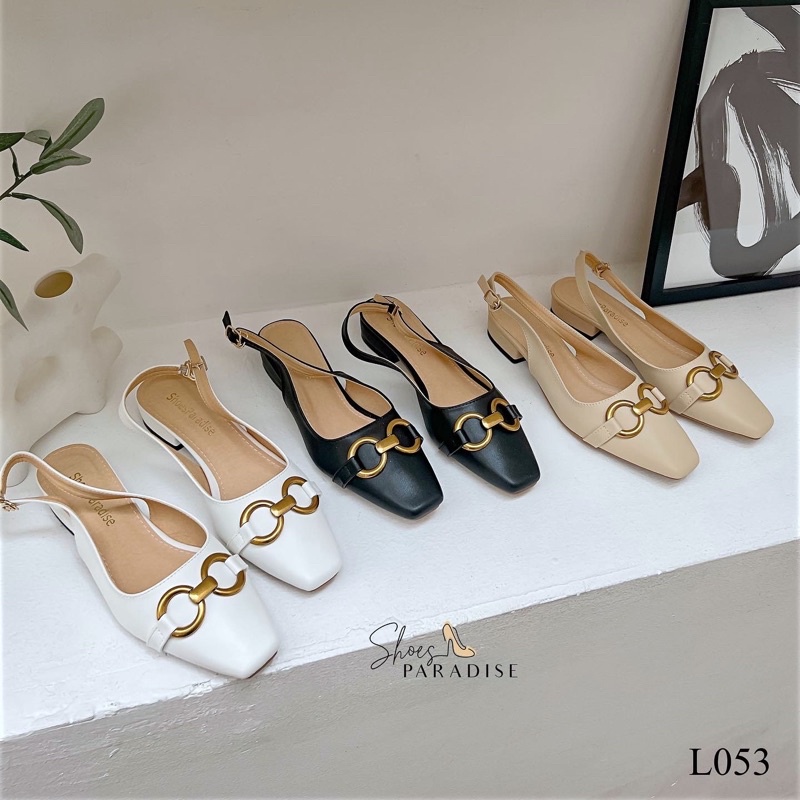 Giày cao gót nữ đế vuông 2 phân mũi vuông bít mũi 2p shoes paradise L053