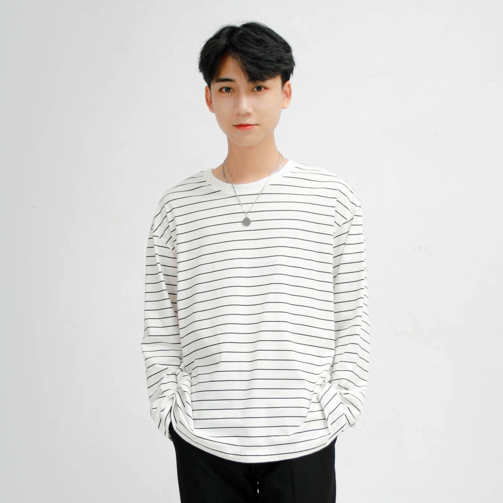 Áo Thun Thu Đông Nam Dài Tay MANDO Kẻ Ngang Chất Cotton Hàn Form Rộng Kiểu Dáng Basic Unisex Phong Cách Hàn Quốc NDN075 | BigBuy360 - bigbuy360.vn