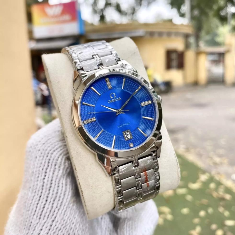 Đồng Hồ Nam omega Sapphire OM037 Mặt Xanh Dương Chống nước, Chống Xước TUYỆT ĐỐI