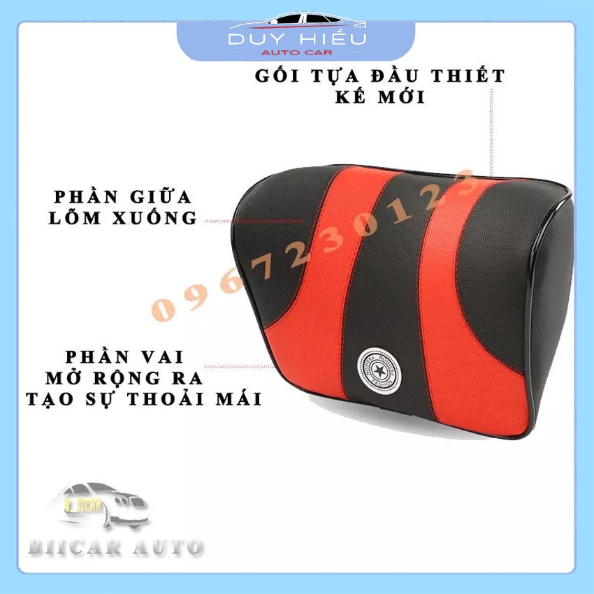 Combo 1 bộ gối tựa đầu và tựa lưng ô tô chất liệu da ruột cao su non êm ái nhập khẩu