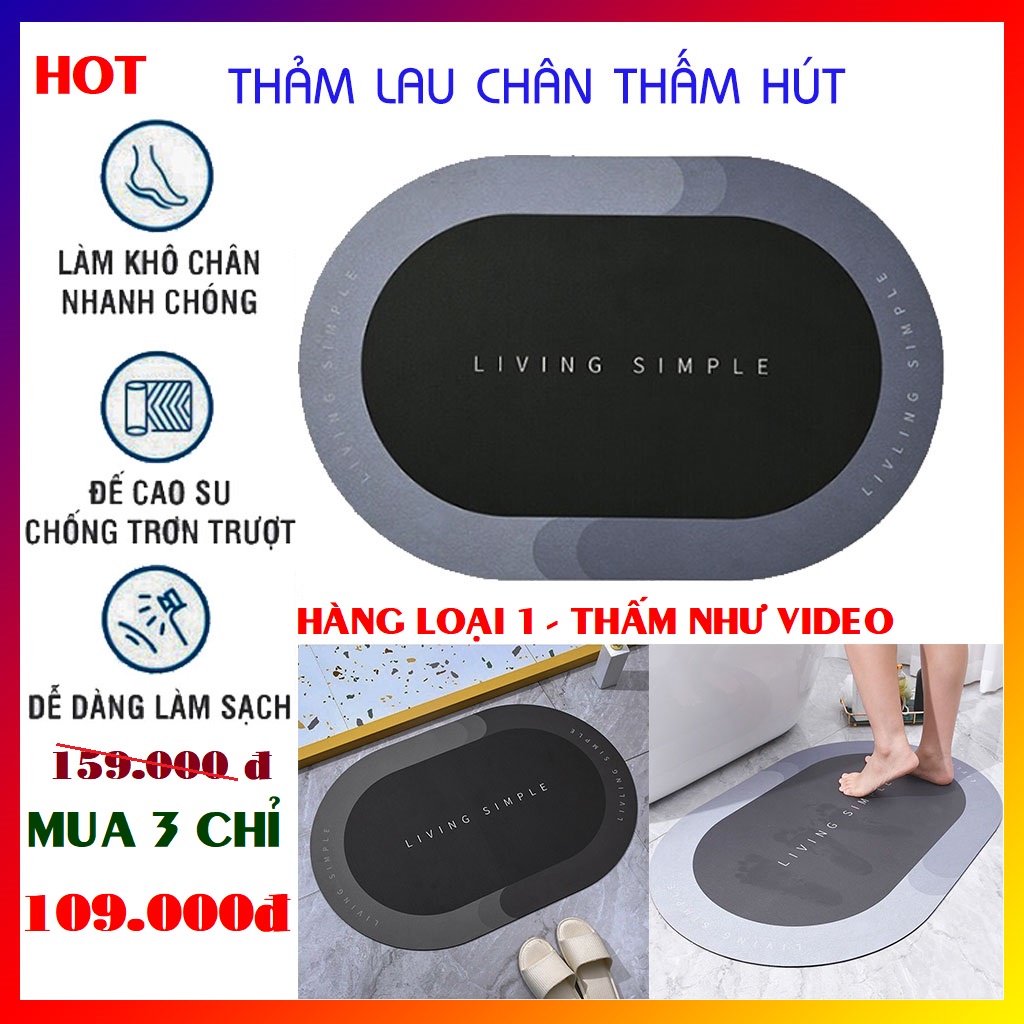 Thảm chùi chân, lau chân Cao cấp 4 lớp Siêu Thấm Hút Nước Lau khô sau 3 giây Chất Liệu Chống Trượt