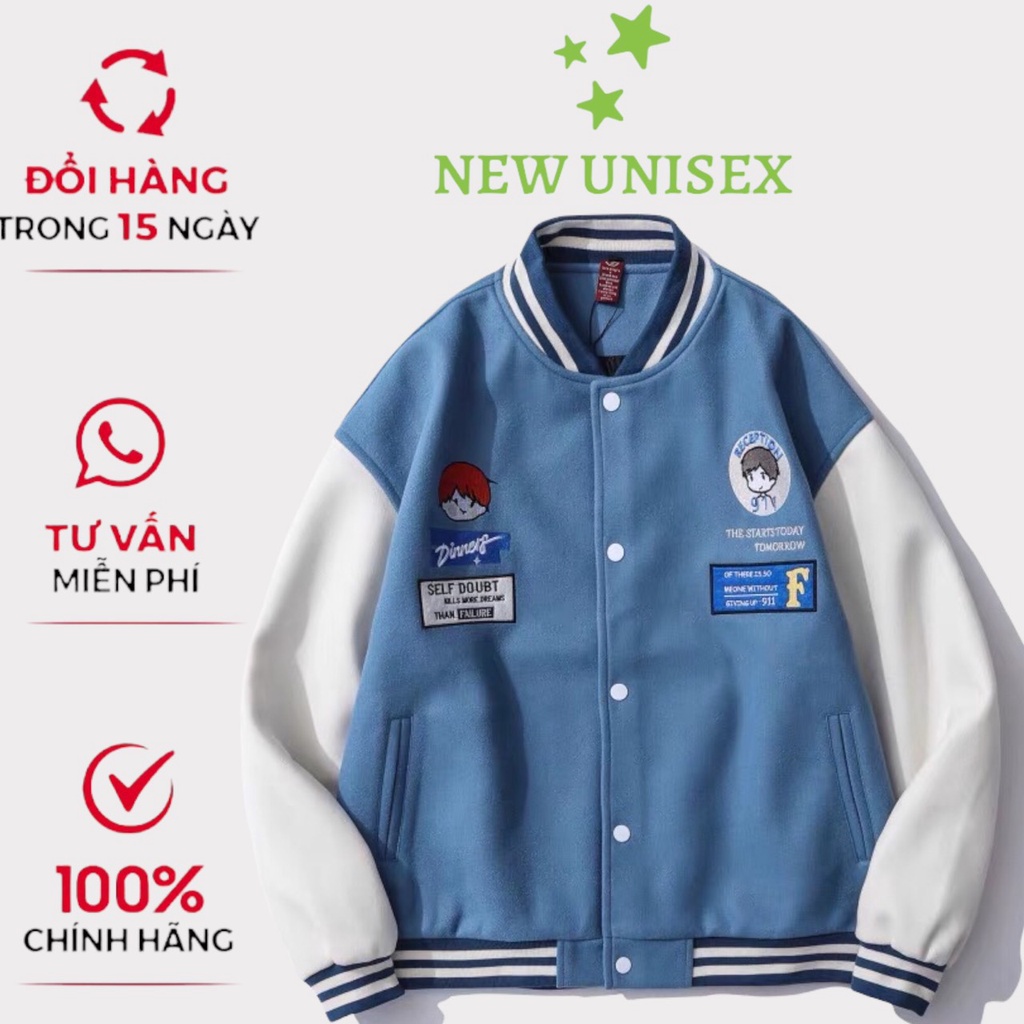 Áo Khoác Bomber Nỉ Phối Tay Hình Cậu Bé Form Rộng Unisex Siêu Hot Trend