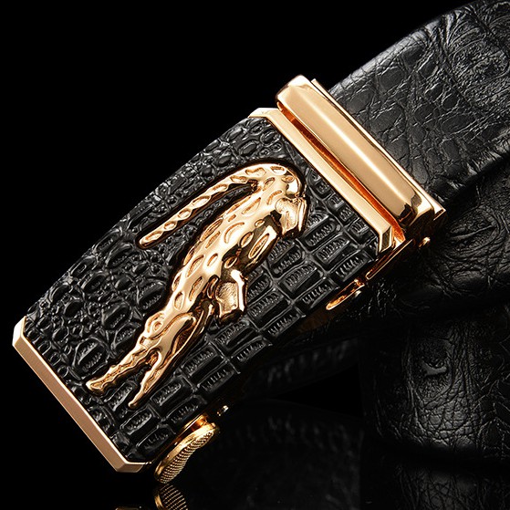 Thắt lưng da nam cá sấu khóa tự động mạ kim vàng TL25