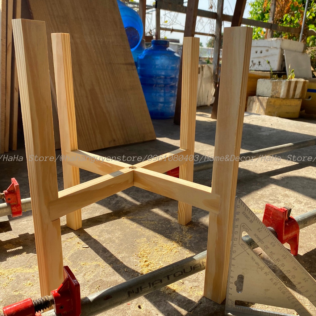 Chân Gỗ Đặt Chậu cây - Đôn Gỗ Để Chậu Hoa CCG01