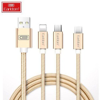 Cáp sạc 3 đầu bọc dù chống đứt Earldom 028