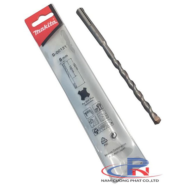 Mũi khoan bê tông Makita chuôi SDS-Plus 6,8,10,12, 14, 16, 18mm