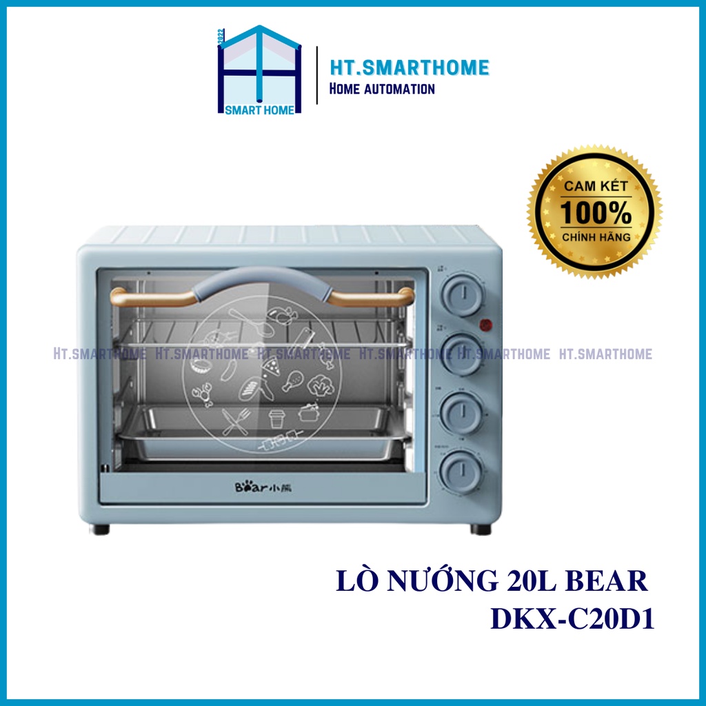 Lò nướng đa năng Bear DKX-C20D1 dung tích 20L công suất 1200W - Điều khiển cơ kiểm soát nhiệt độ độc lập